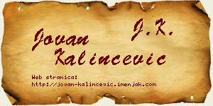 Jovan Kalinčević vizit kartica